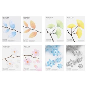 어프리 스티키리프 투명 나뭇잎 꽃잎 눈꽃 포스트잇